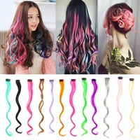 highlights long wavy wigs long hair gradient invisible seamless natural hanging ears dyeing curly one clip hair rainbow color