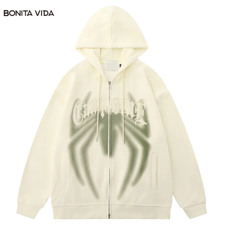 

Толстовка с капюшоном в стиле хип-хоп с принтом паука и надписью