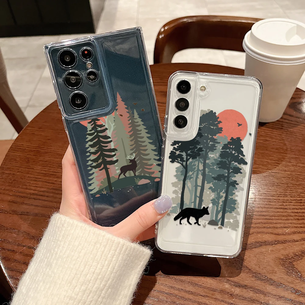 

Phone Case For Samsung Galaxy S23 S23Ultra S22 S22Ultra S21Ultra S20Ultra S21 S20 FE Plus 5G Forest Cases Transparent Soft Cover