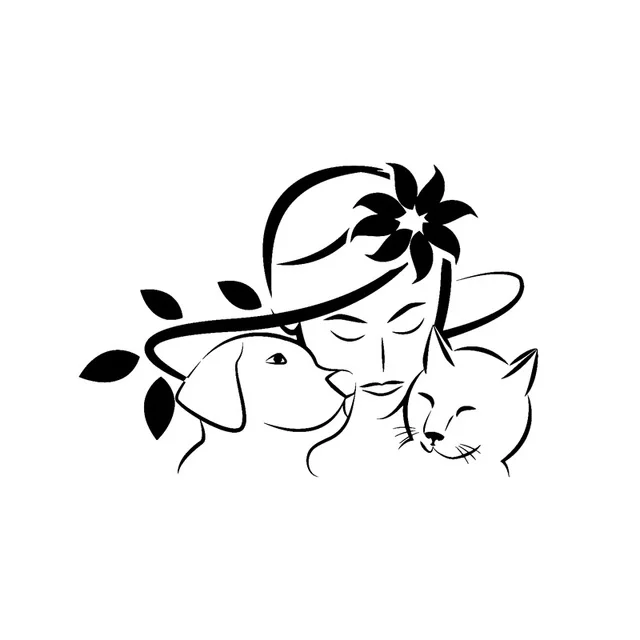 

15.2CM*10.4CM Vinyl Decal Veterinary Clinic Woman Animal Cat Dog Car Stickers Black Silver for Hyundai Stickers