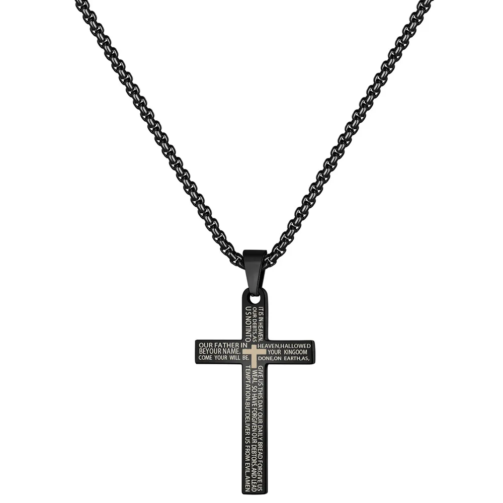 

Trendy Holy Sanskrit Cross Stainless Steel Necklace For Women Men Punk Gothic Hip Hop Pendant Necklaces Best Friends