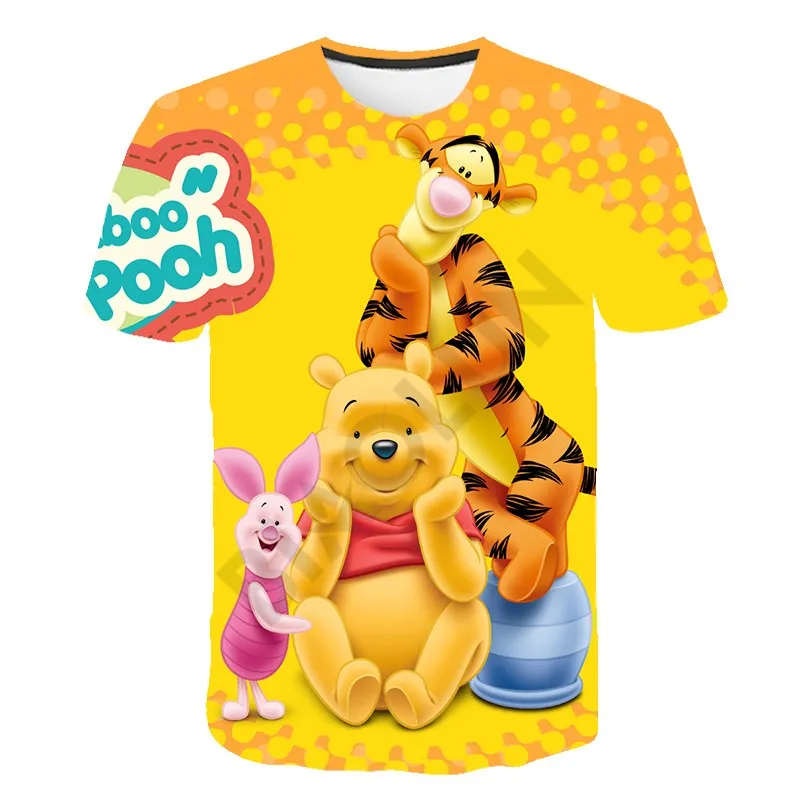 

Disney Cute Kids Kawaii Girl Boys Harajuku Summer Tees Fashion Children Winnie The Pooh/Piglet/Tigger 3D Print Cartoon T Shirts