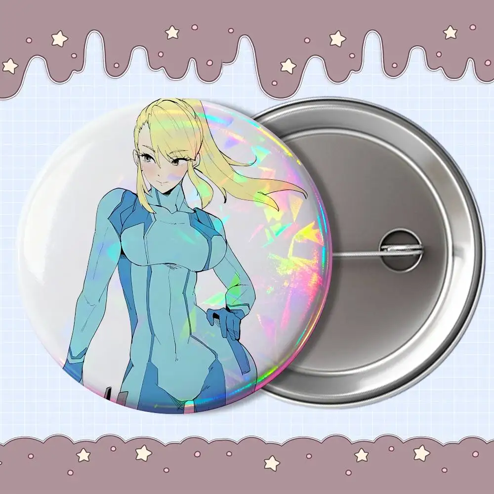 Значки-броши Zero Suit Samus Metroid Samus Aran, 58 мм, круглые, с креативными принтами и текстом, металлические, для лацканов, украшения, подарок (art.: 3920d968e7b0b) - 3920d968e7b0b