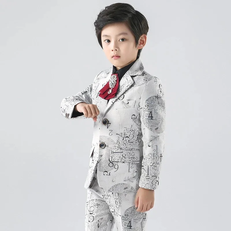 

Flower Boys Suits Set Kids Spring Autumn Wedding Blazer Vest Pants Shirt Performance Children Tuxedo Clothing Costumes