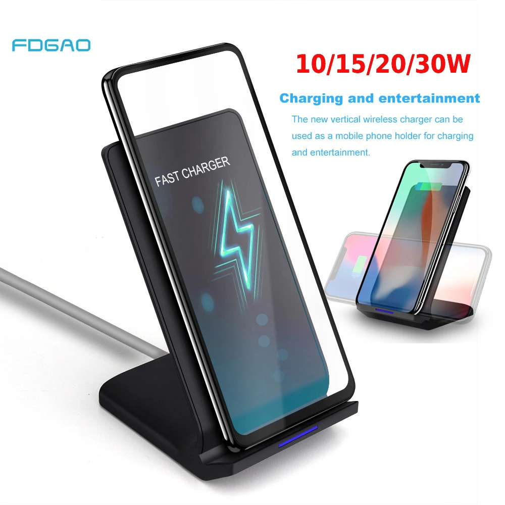 

Беспроводная зарядная подставка-держатель, 30 Вт, Индукционная зарядка Qi для Samsung S20, S10, Note 9, 8, для iPhone 13, 12, 11 Pro, X, XS, Max, XR