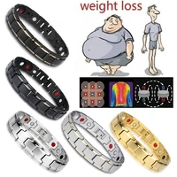 12pcs black cool magnetic slimming bracelet beads hematite stone therapy health care magnet stimulate acupoint slimming