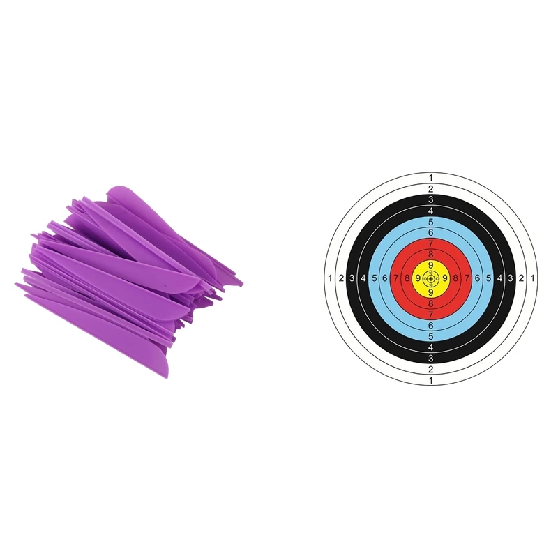 

50 Pcs Arrows Vanes 4 Inch Plastic Feather Fletching & 30Pcs Archery Paper Targets Arrows Targets, 16X16 Inch