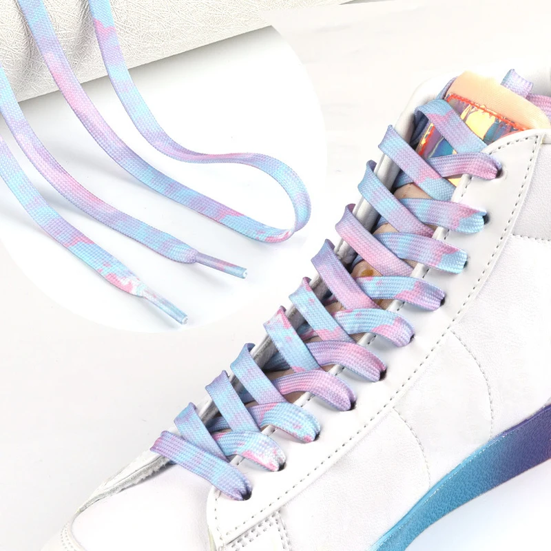 Flat Gradation Two Tones Shoelace Mix Colors Tie Dye Shoelaces Sublimation Shoe Lace Heat Transfer Bootlace For Kids Man Shoes