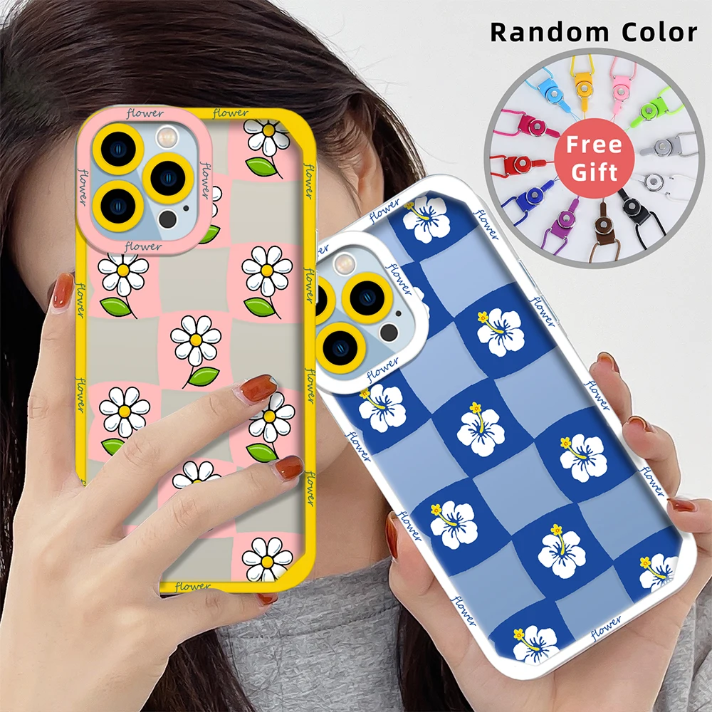 

Fashion Flower Case for IPhone 13 11 Pro Max Clear Shockproof Soft TPU Cover for IPhone 12 Mini XS X XR 7 8 Plus SE 2020 Fundas