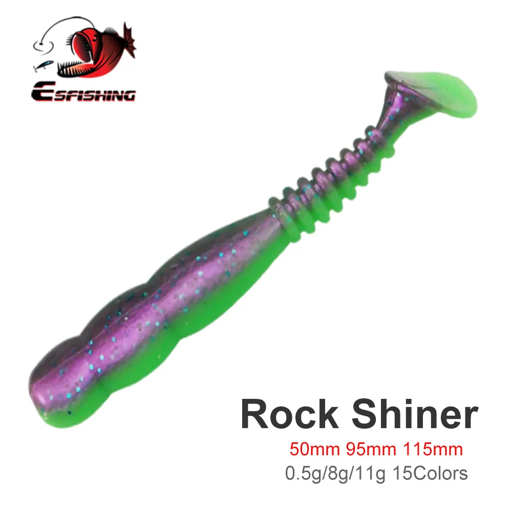 ESFISHING Rock Viber Shad 50mm 95mm 115mm Rock Shiner Sea Soft Baits Pesca Artificial Silicone Isca Fishing Lures Free shipping