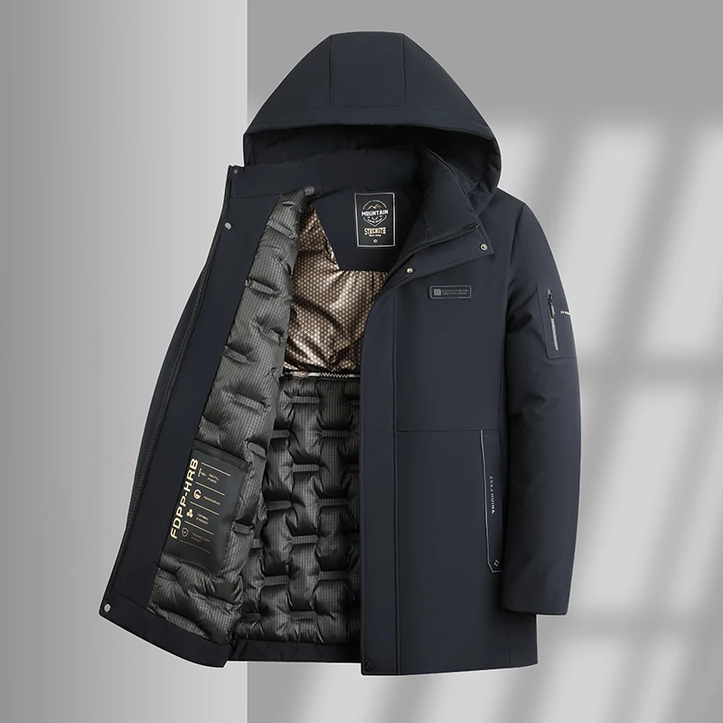 Мужская зимняя теплая куртка средней длины, Повседневная хлопковая ...