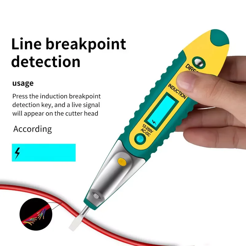 

Digital Test Pencil Electrical Voltage Meters Detector Pen LCD Display for Electrician Tools Without Battery