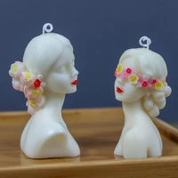 silicone mold new half length flower blindfolded girl diy scented candle 3d body art ornaments