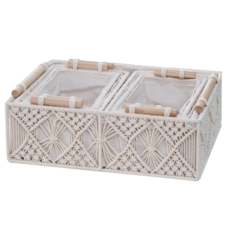 

Cotton Rope Woven Storage Basket Toys Desktop Makeup Organizer Baskets With Handle