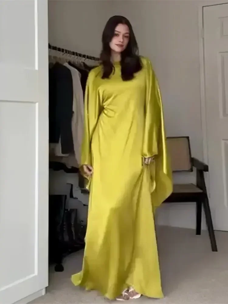 Шиммер сатин химар крыло летучей мыши абайя Дубай роскошный 2024 мусульманский