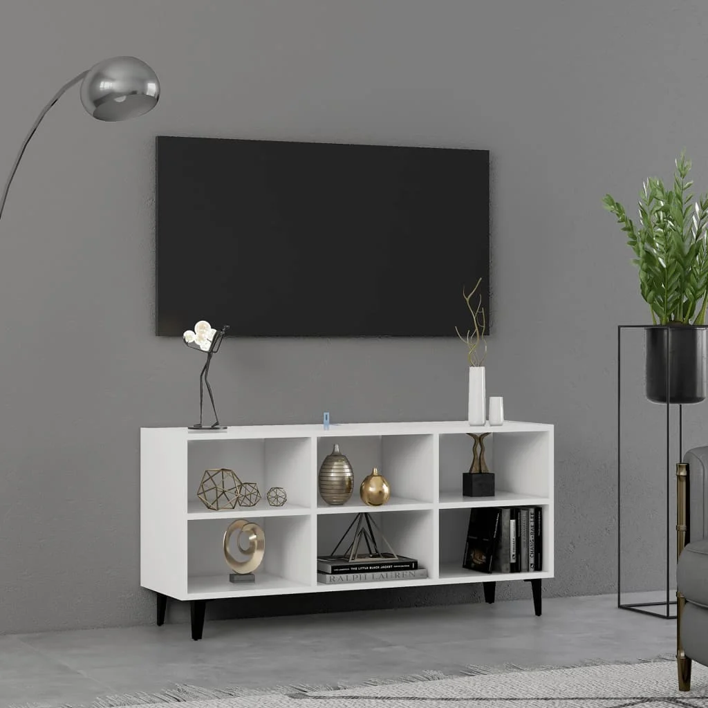 

TV Cabinets with Metal Legs , Chipboard TV Stand, TV Table, TV Units for Living Room White 103.5x30x50 cm