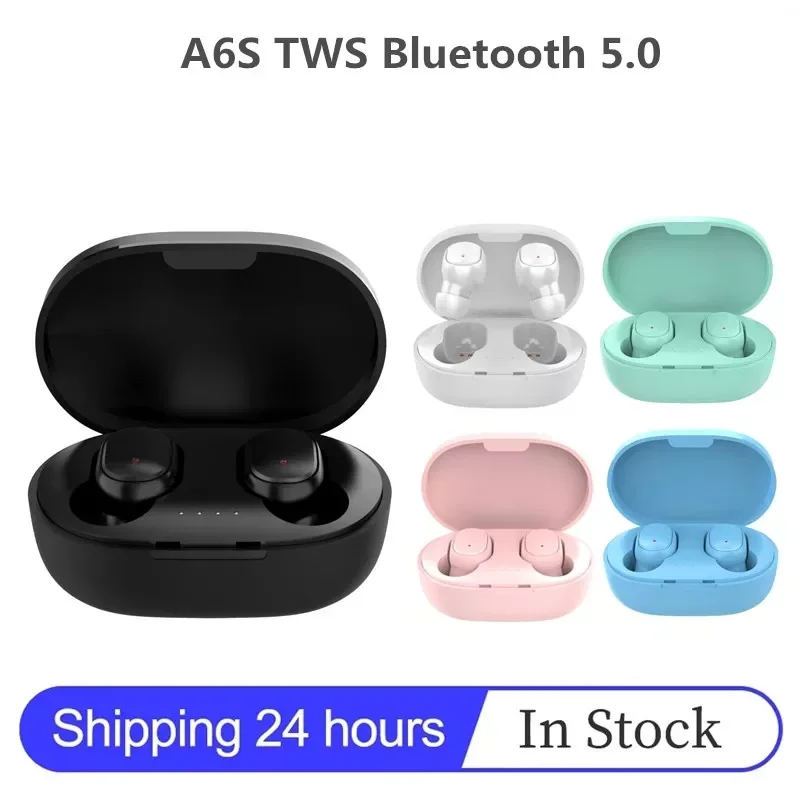 

2PC A6S Smart Digital Display Bluetooth Headset Wireless Mini HIFI Headset Stereo in-Ear Sports Earphone with Mic & Charging