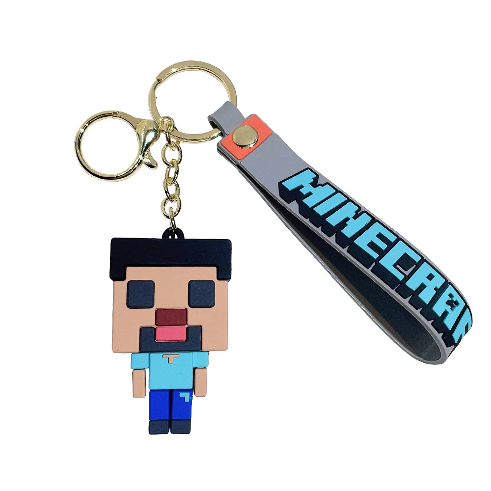 

Sandbox Game Keychains Steve Pvc Keyrings Bag Pendant Fashion Cartoon Anime Key Holder for Women Accessories Game Periphery