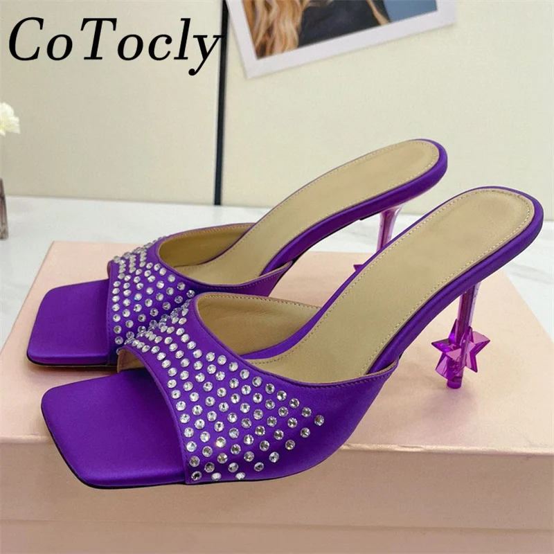 

Summer Luxury Rhinestone Slippers Women's Banquet Dress Ultra Stiletto Shoes Woman Sexy Party Crystal High Heels Sandals Mujer