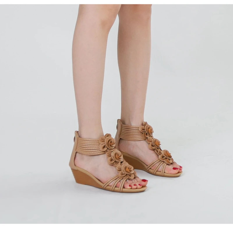 

Bohemian Flower Women Sandals Female Slides Shoes Outdoor Beach Slippers Summer 2022 Womens Fashion Casual High Heels Shoes