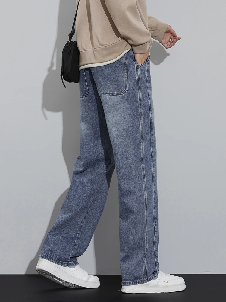 Джинсы мужские прямые повседневные модная индивидуализированная одежда в