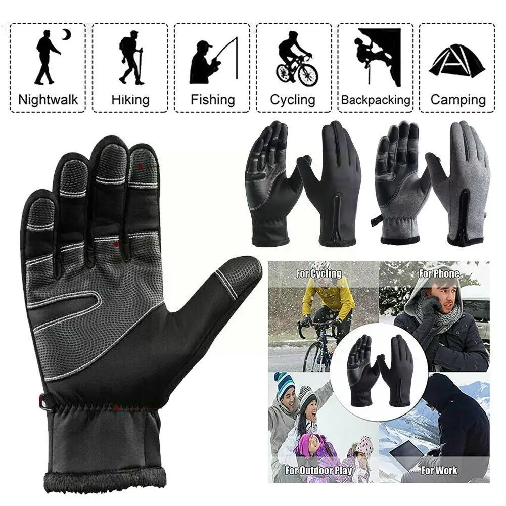 

Outdoor Winter Gloves Waterproof Moto Thermal Fleece Screen Motorbike Non-slip Resistant Lined Riding C4M8