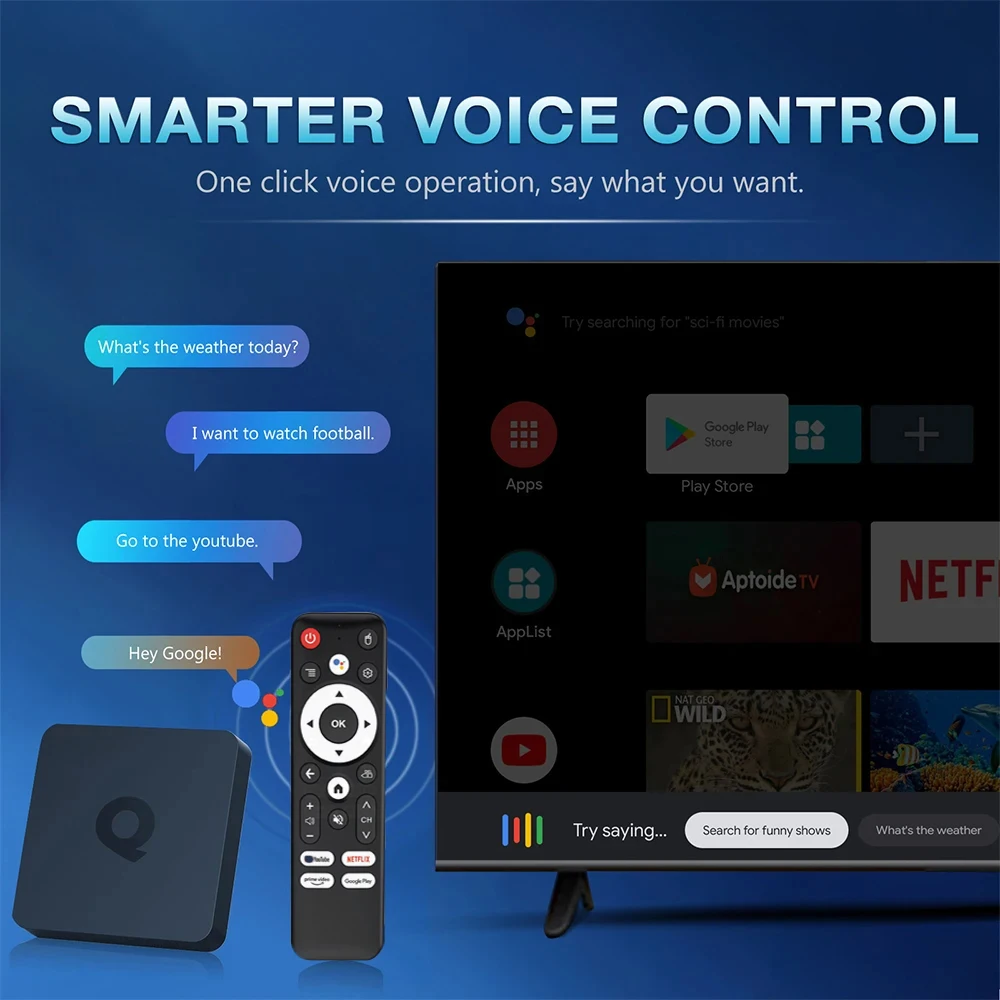 Android 14 TV Box Q1 ATV Quad Core H313 Dual Wifi 2.4G/5G 8K Video Set Top С 4 ГБ ОЗУ и 8 ПЗУ