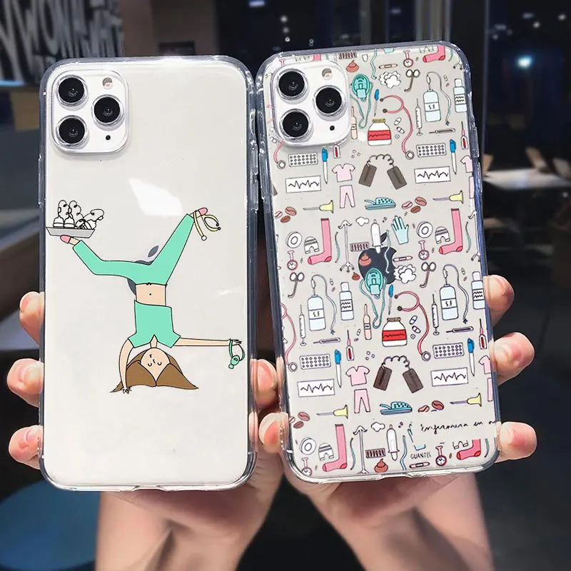 

Spain Cartoon Medicine Doctor Nurse Phone Case For iphone 14 Pro Max 11 12 13 Pro Max Mini 6S 7 8 Plus X XR XS Max Cartoon Cover