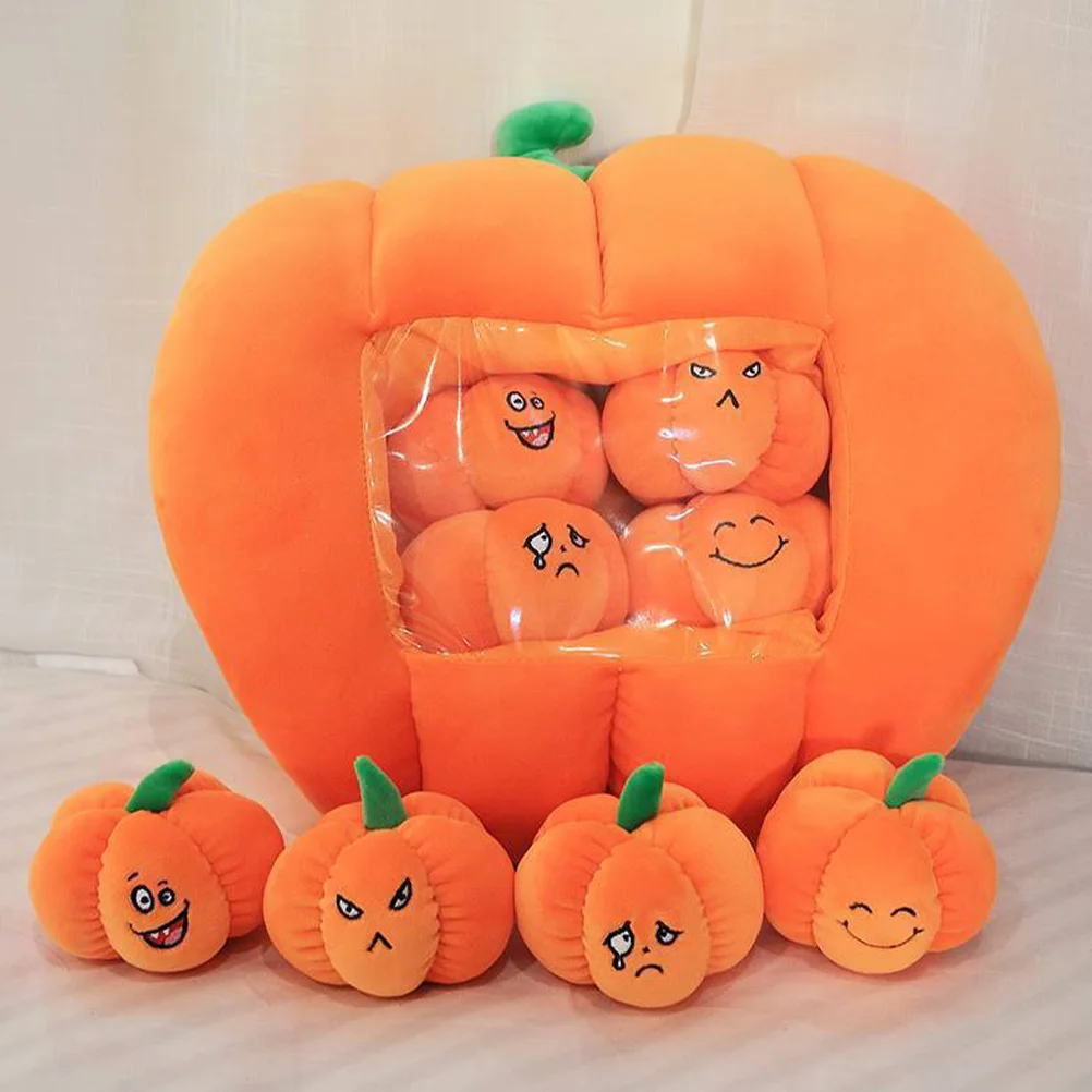 

Halloween Visible Pumpkin Throw Pillow Fluffy Stuffed Pumpkin Toy Pumpkin for Car Bed Couch