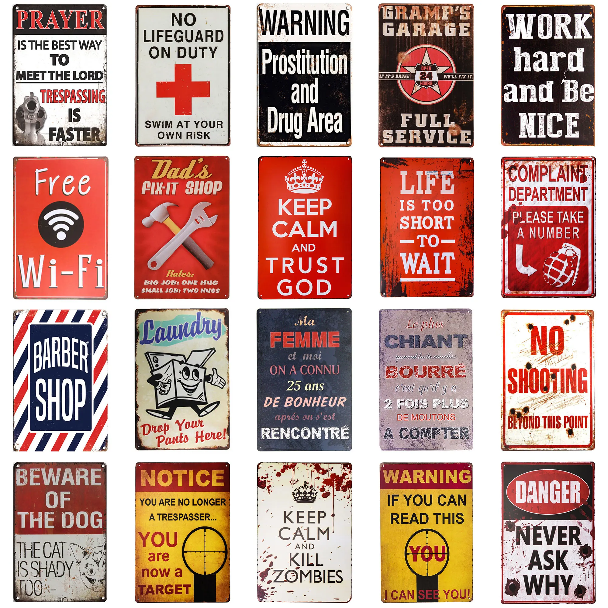 

WARNING F-BROPPING Metal plate vintage garage wall art poster coffee bar sign home decor