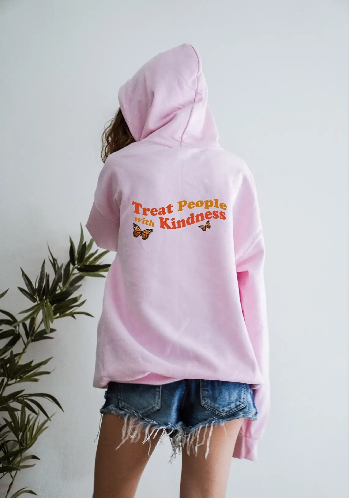 

Treat People With Kindness Hoodie Aesthetic butterfly graphic trendy quote pullovers youngs hipster vintage cotton gift tops