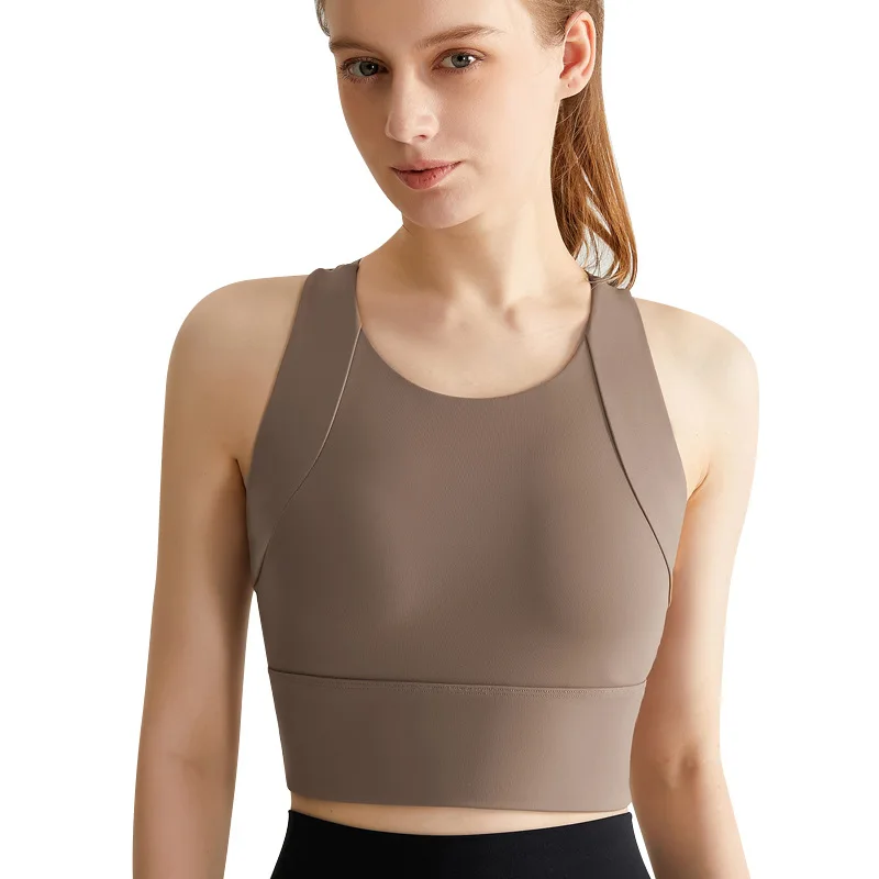 

Spandex Sports Bra Women Gym High Impact Built in Bra Padded Yoga Crop Tank Top Fitness Athletic Underwear Wirefree Summer Tops