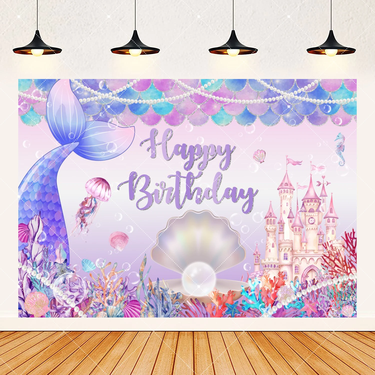 

Фон на тему русалки, детский день рождения, декор для детского душа, фон с хвостом русалки, коралловый океан, реквизит для фотосессии, подарки для девочек