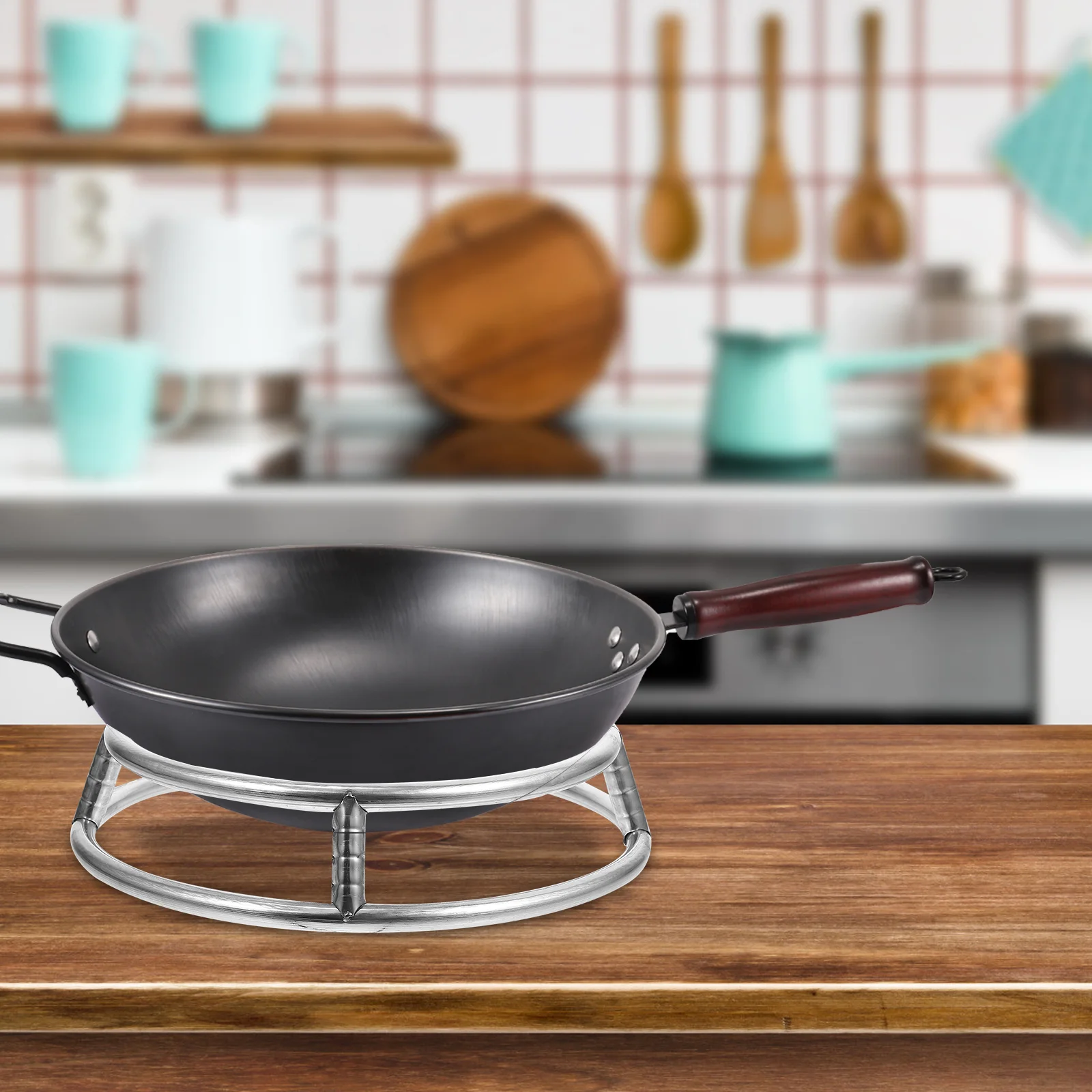 Стойка для кастрюль с кольцом горелки вок работающая на кухонной утвари