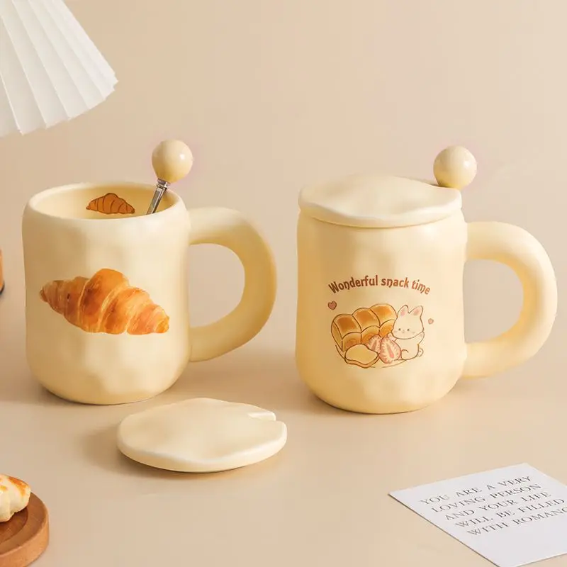

Kawaii Cups Cup Ceramics Pottery Cofee Mug for Coffee Ceramic and Ceramic Cute Mugs Coffe Tea Set Go Drinkware with Spoon Lid