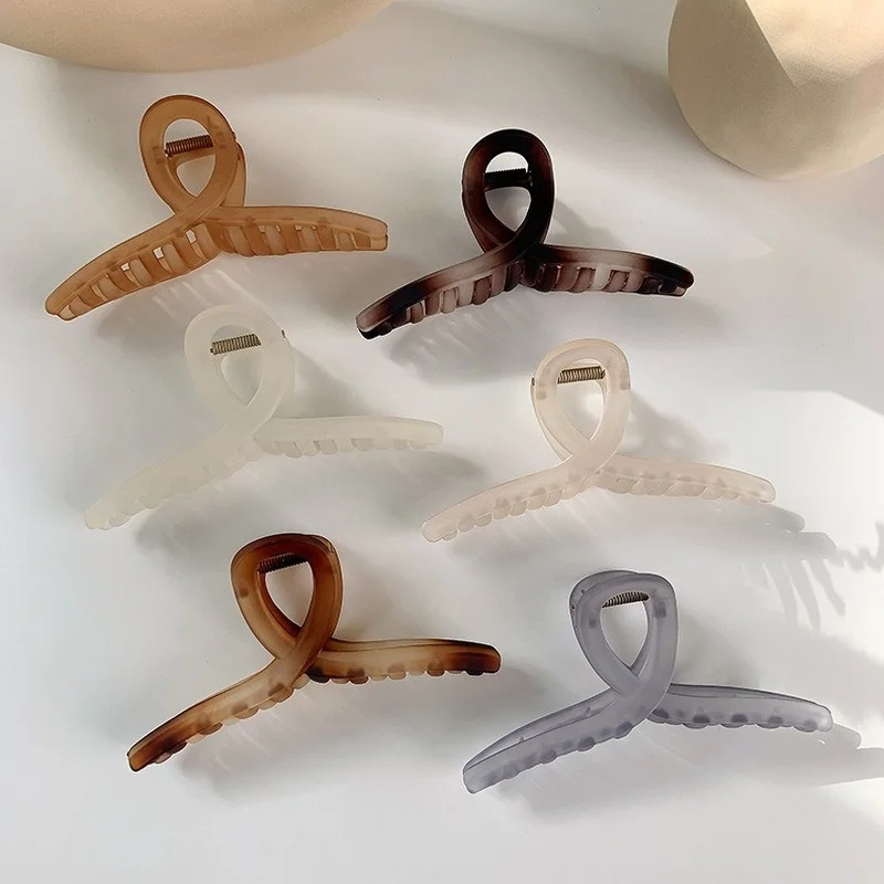 

U-Magical Trendy Multiple Matte Leopard Hollow Hair Claw for Women Exquisite Cross Acrylic Shark Hair Clamps Hair Accessories