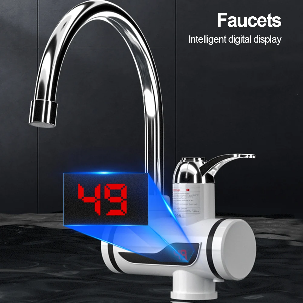 

Electric Hot Water Heater Faucet 360 Degree Rotation Hot Cold Mixer Tap Temperature Adjustable Digital Kitchen Bathroom Supplies