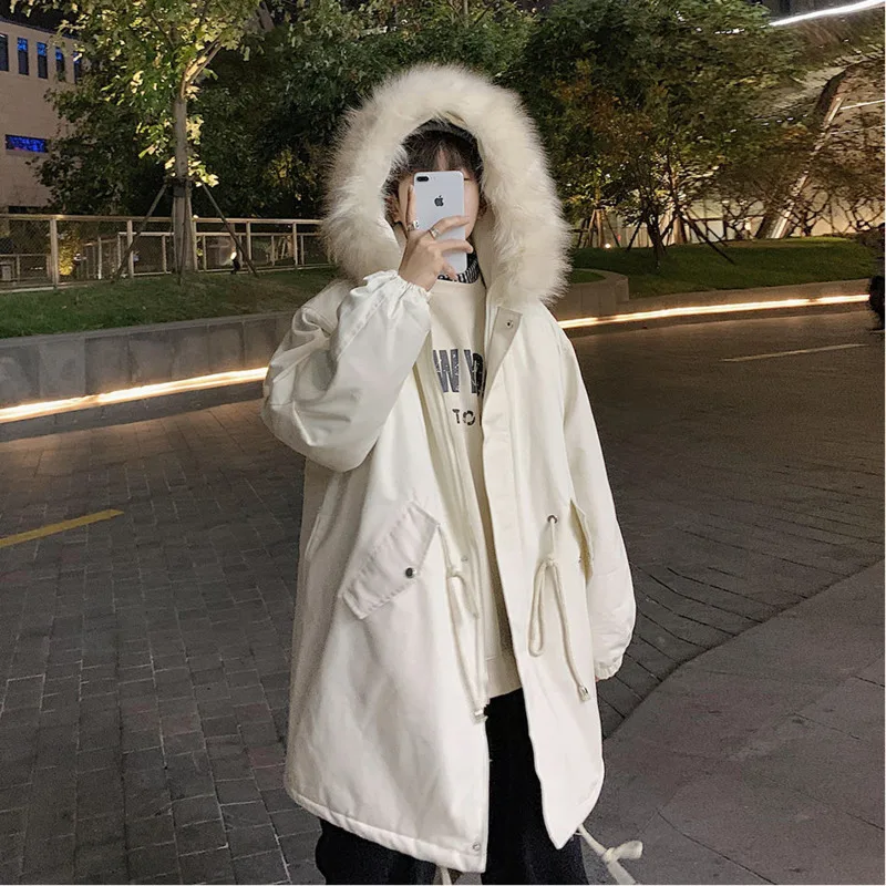 Winter Jacket Men Warm Fashion Casual Fur Collar Hooded Long Coat Men Korean Loose Oversized Down Jacket Mens Parker M-2XL