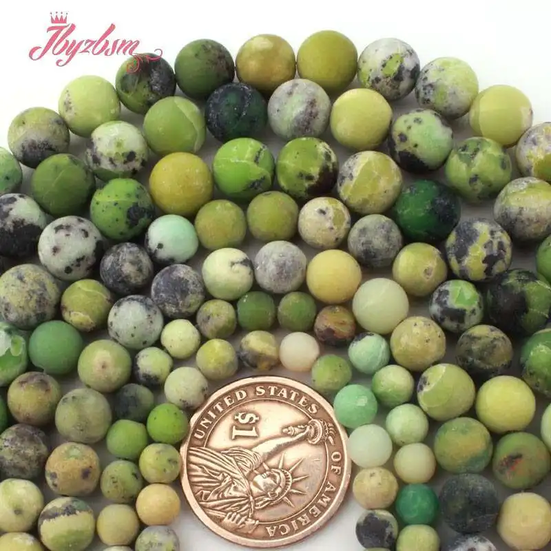

Round Frost Australia Green Chrysoprase Jades Stone Spacer Beads for DIY Accessories Charm Bracelet Necklace Jewelry Making 15"