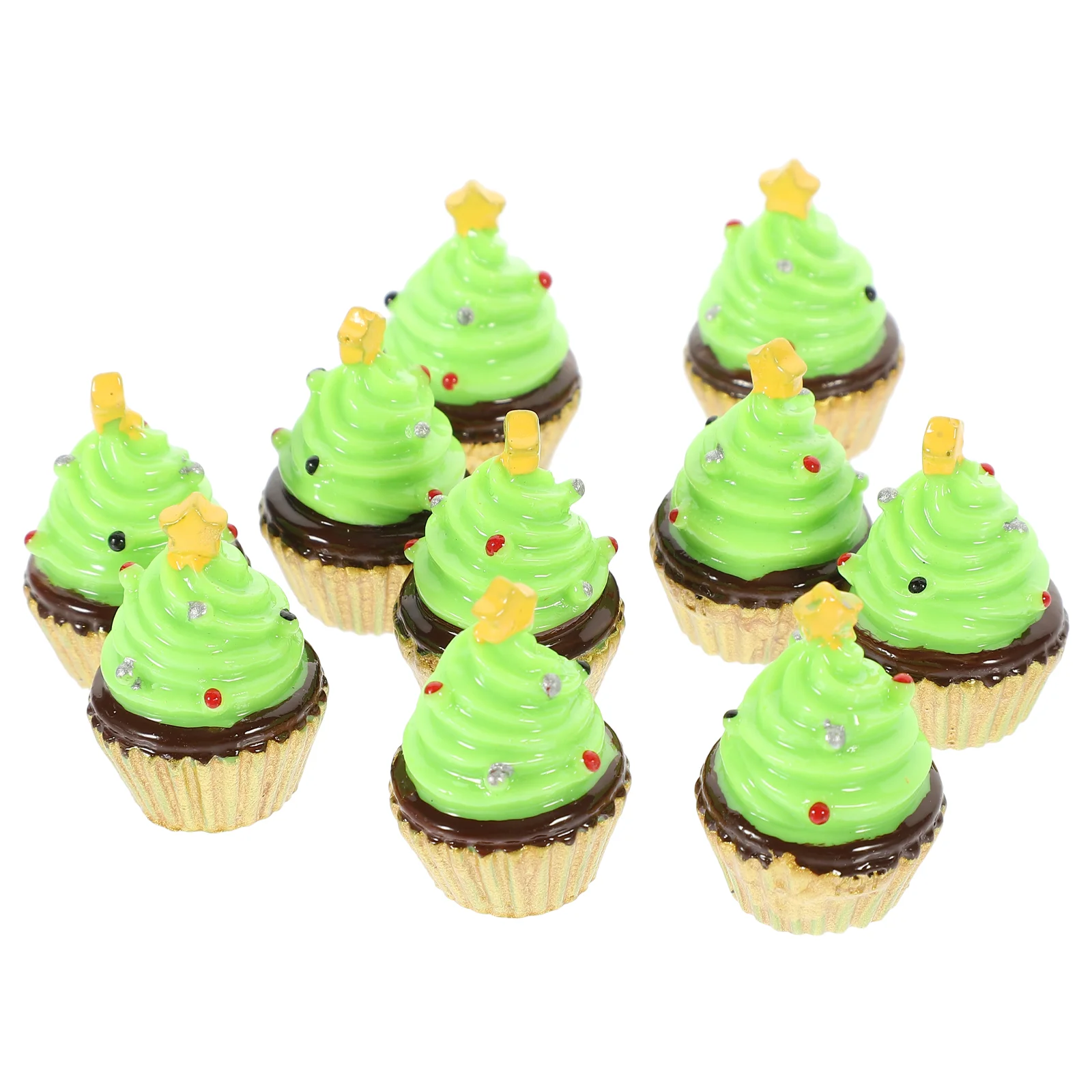 

10 Pcs House Decorations Home Christmas Tree Office Decore Resin Artificial Cake