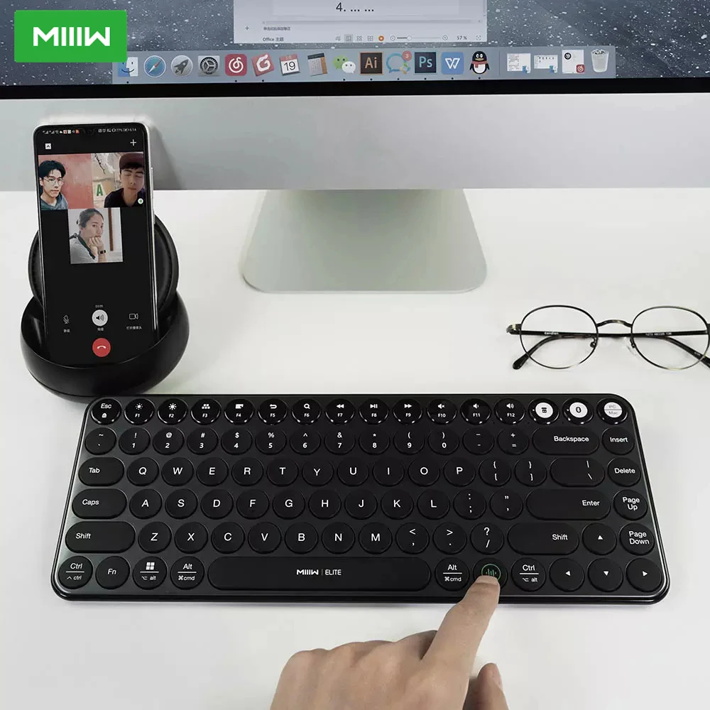 

Беспроводная смарт-клавиатура MIIIW с голосовым интерфейсом, мышь с деформацией голоса, Bluetooth, двухрежимное соединение, 2,4 ГГц, USB перезаряжаем...