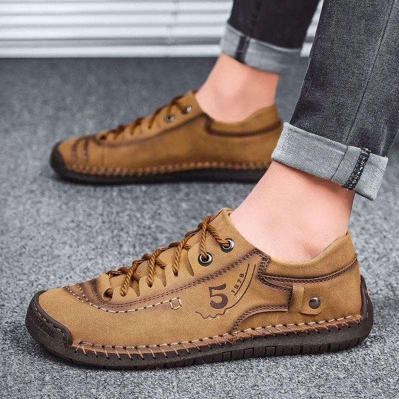 Leather Shoes Casual Sneakers Men Shoes Comfortable Driving Shoes Quality Men Loafers Moccasins Tooling Shoe Plus Size 38-48