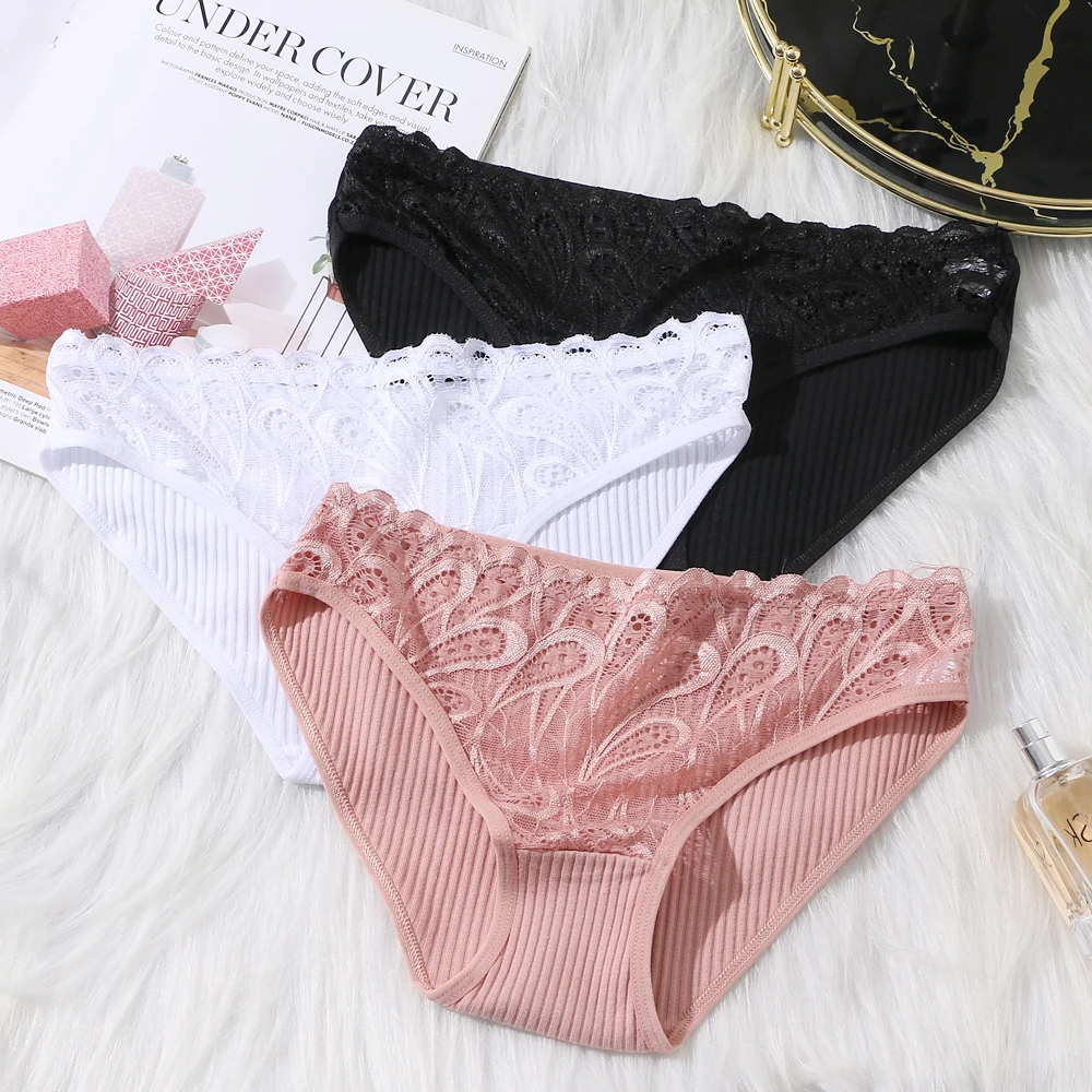 

FNIO Women's Cotton Panties Underwear Sexy Low-Rise Underpants Female Comfortable Lace Lingerie Big Size Ladies Briefs Underwear