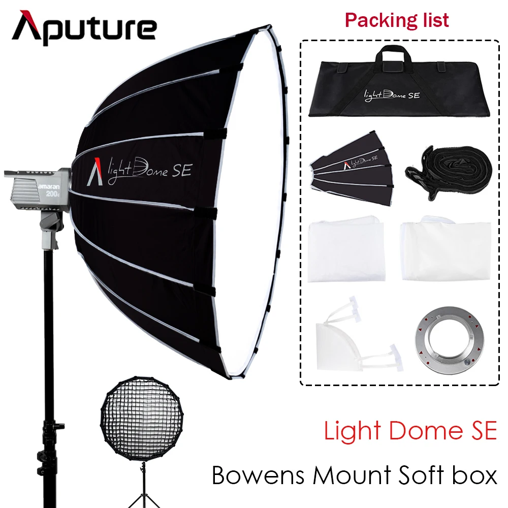 

Свет Aputure Dome SE легкий портативный софтбокс рассеиватель вспышки Bowens крепление СВЕТОДИОДНЫЙ свет для Amaran 100D/X 200D/X 120DII 300DII