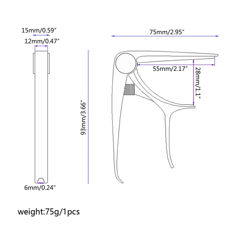 2 в 1 гитарный каподастр из цинкового сплава для 6-струнной акустической