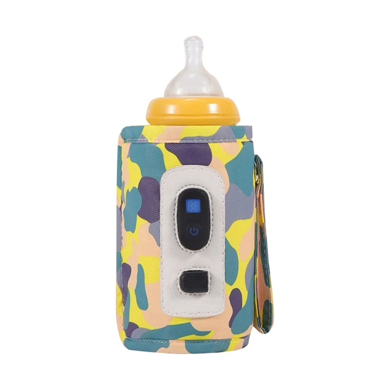 

Travel Stroller Insulated Bag Digital Display Nursing Bottle Heater -Camouflage Yellow