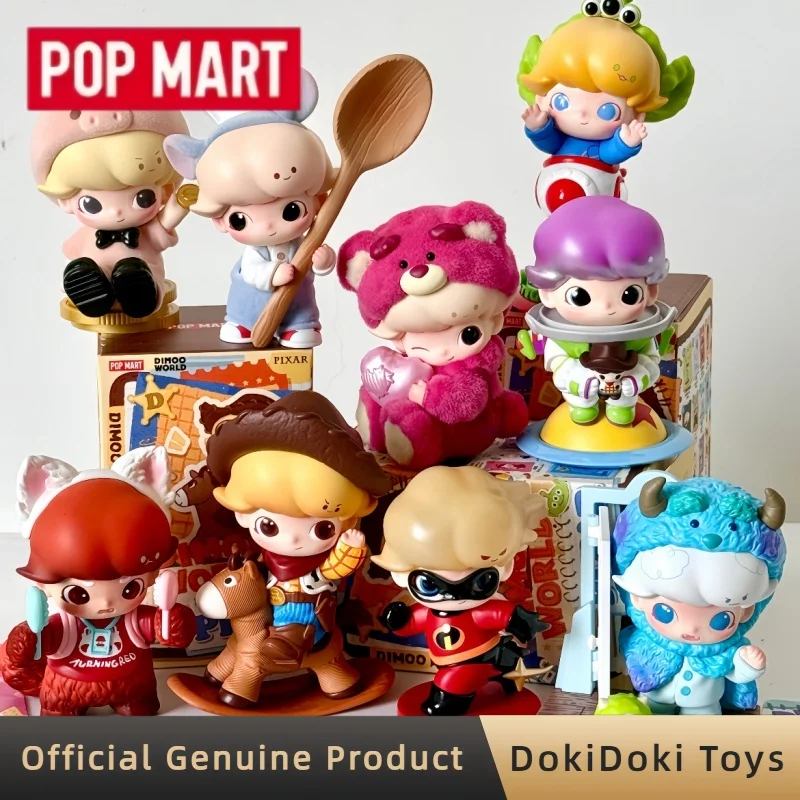 Фото Коллекционная фигурка POPMART Dimoo World Pixar Series: милый аниме-персонаж в слепой коробке, украшение для рабочего стола, игрушка-подарок для взрослых коллекционеров №1