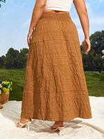plus textured shirred waist knot skirt pleated woven skirt for women oversized casual clothing irregular shape side casualwear