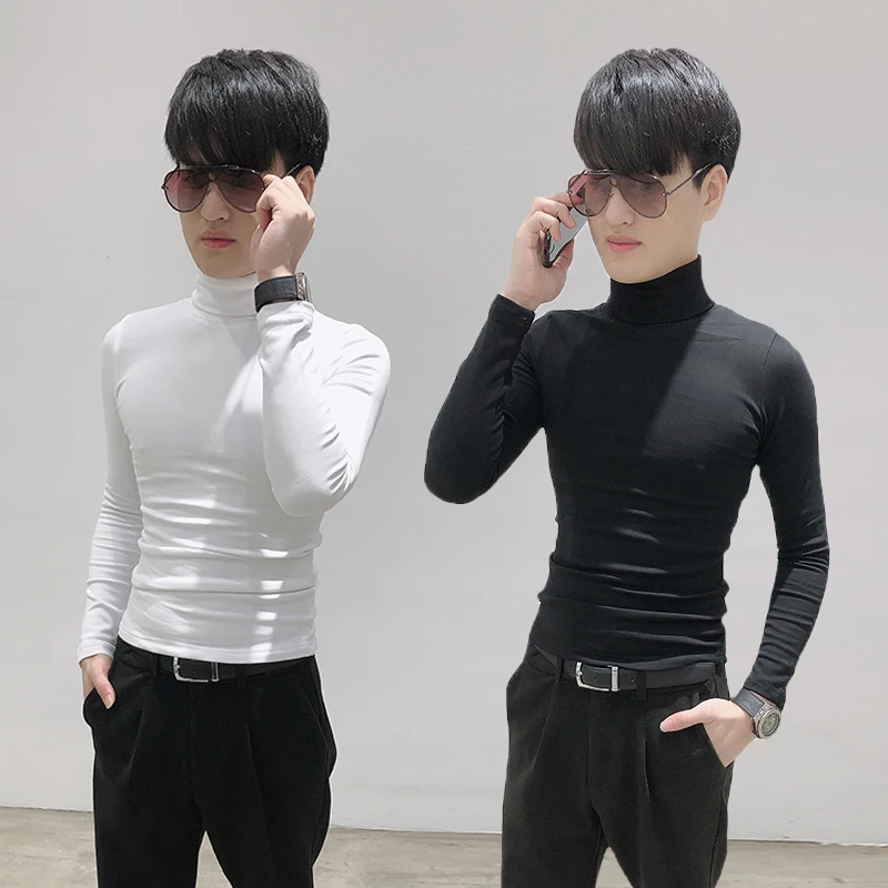 Мужская рубашка с длинными рукавами маленькая облегающая из плотного хлопка на