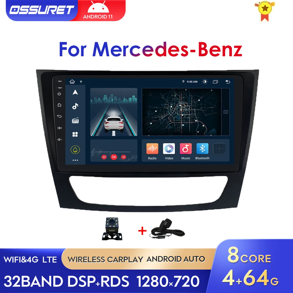 Quad Core Android10 2Din Car GPS Radio Player For Mercedes Benz E-Class W211 E200 E220 E300 E350 E240 E270 E280 W463 W209 W219